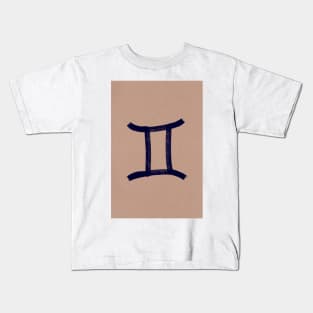 Blue Gemini on tan paper Kids T-Shirt